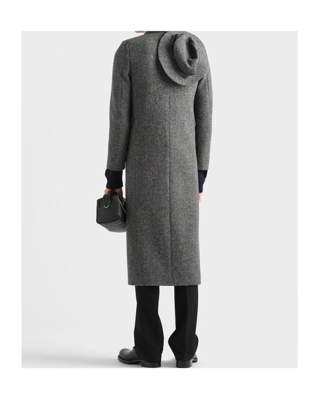 Prada Gray Single-Breasted Wool Coat for men