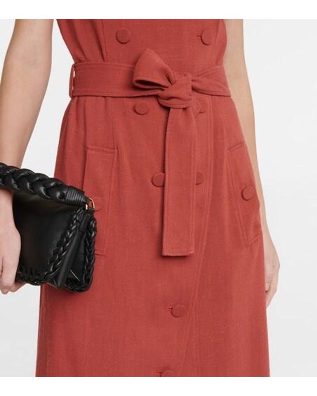 Altuzarra Red Audrey Linen-Effect Midi Dress