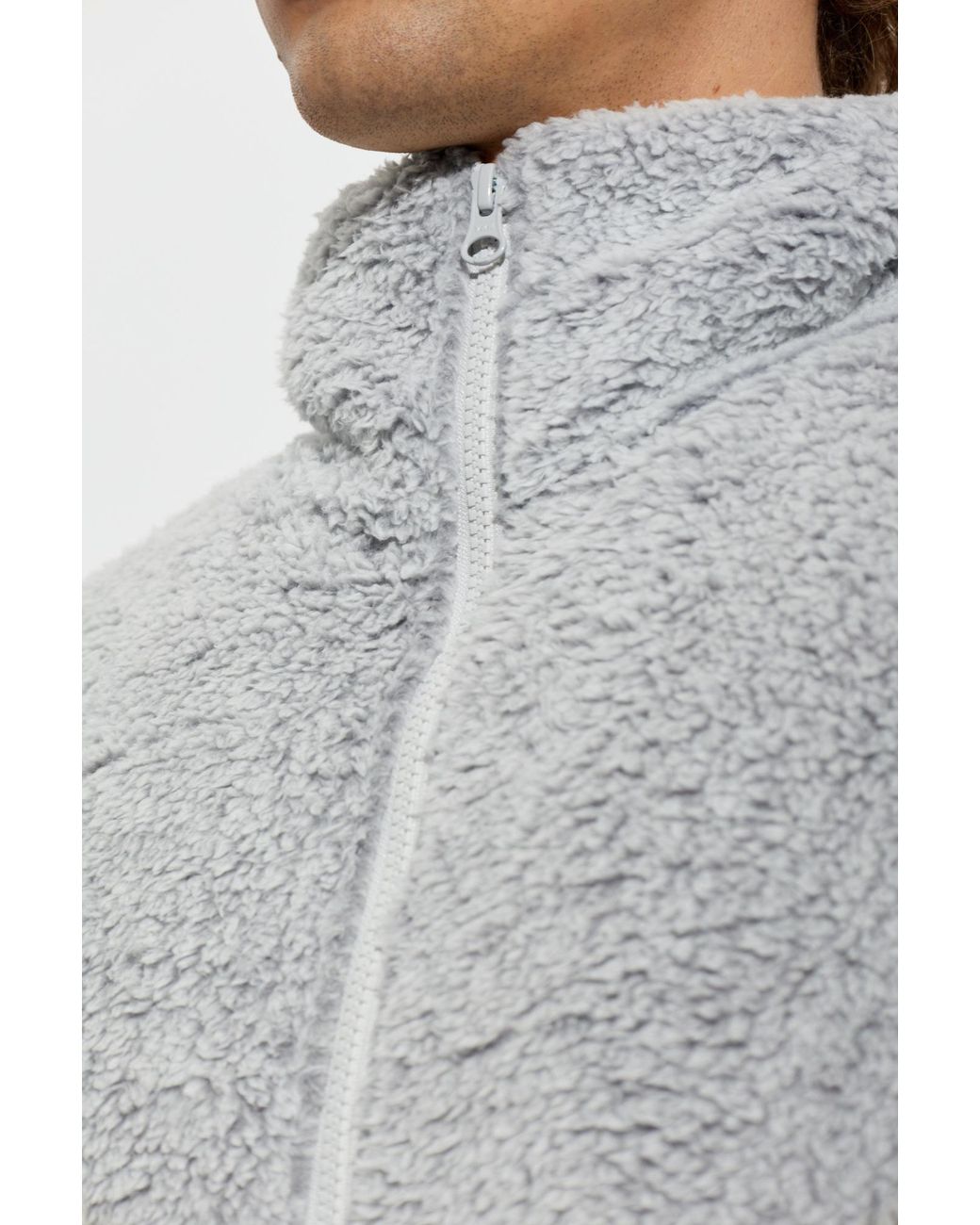 American Vintage Gray Sherpa Zip-Up Jacket for men