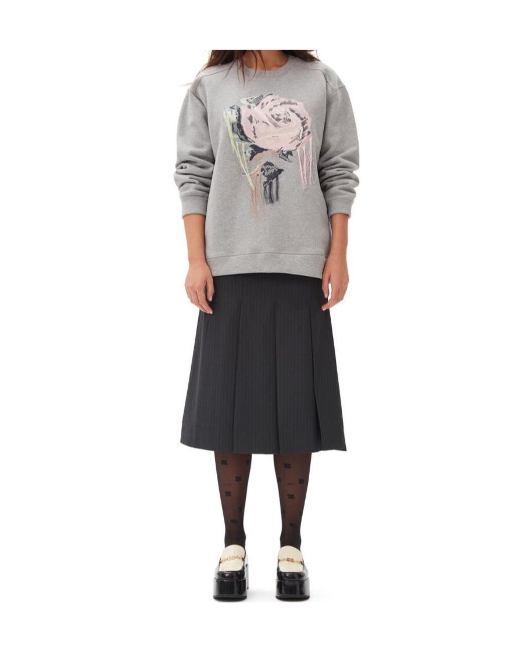 Ganni Gray Fleece Sweatshirt