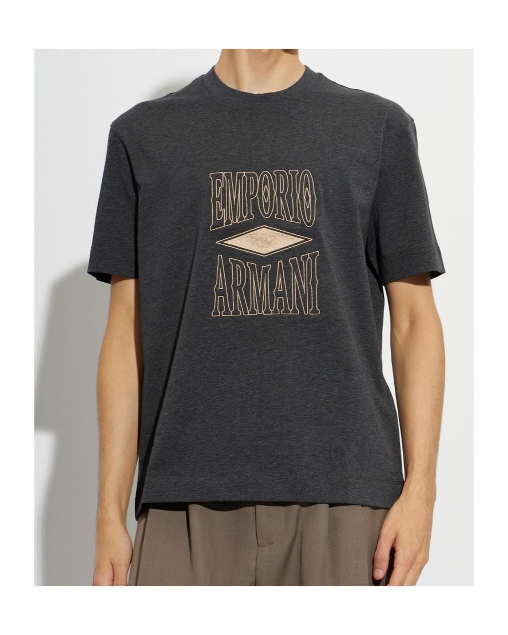 Emporio Armani Black Embroidered Logo T-Shirt for men