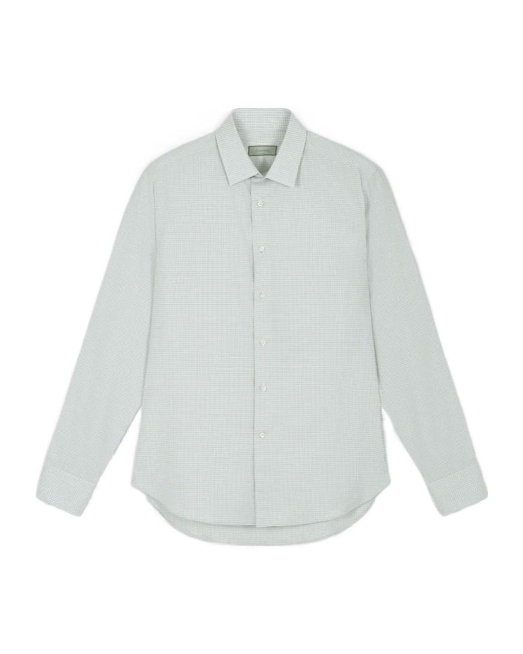 Canali White Checked Cotton Shirt for men