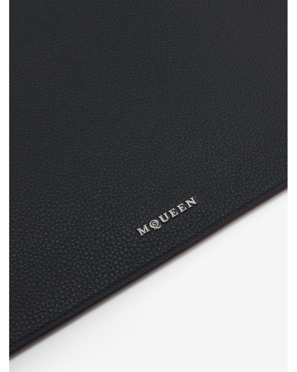 McQueen Black Logo Detailed Zipped Clutch Bag for men