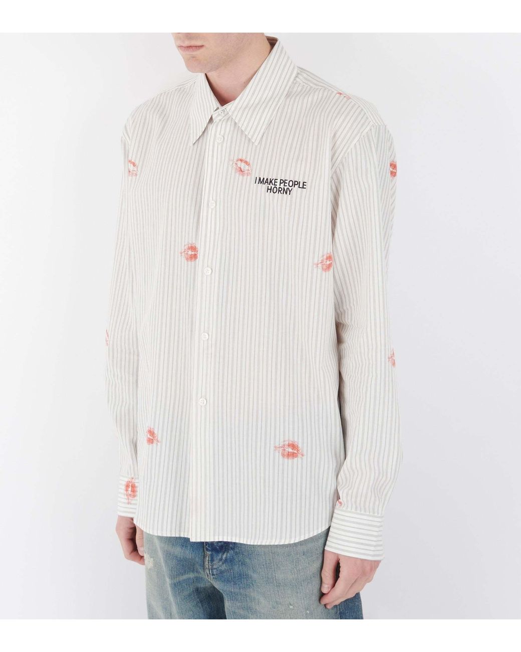 Carne Bollente White Business Sensual Striped Shirt for men