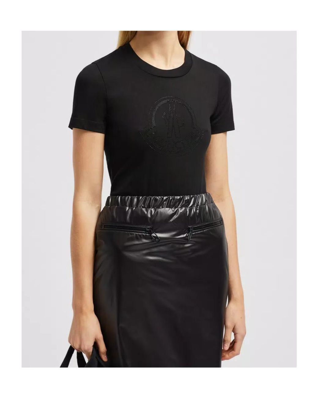 Moncler Black Logo Embellished Crewneck T-Shirt