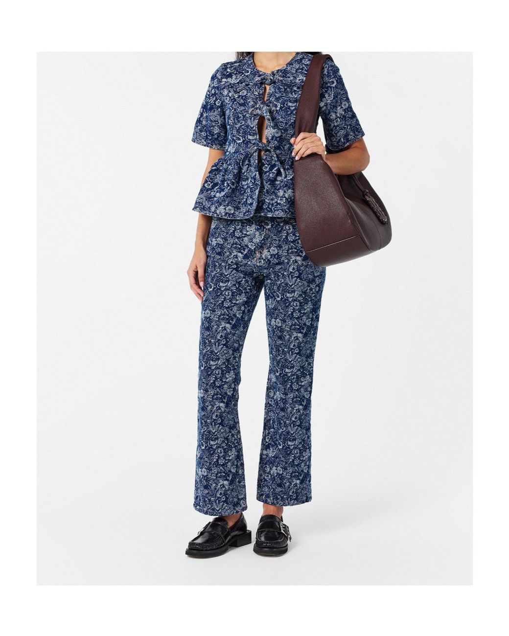 Ganni Blue High-Waisted Straight-Leg Jeans