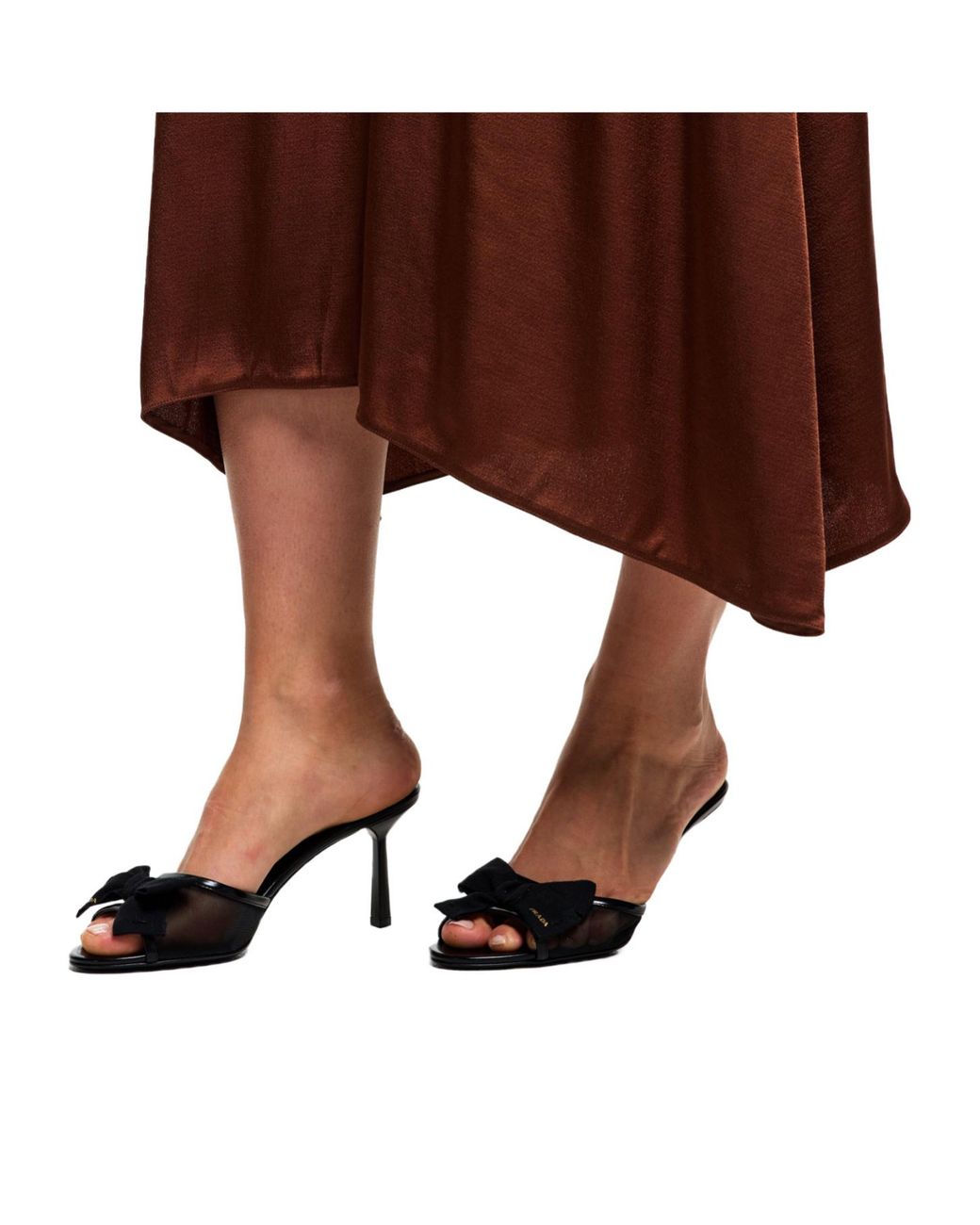 Prada Black Mule Heeled Sandals