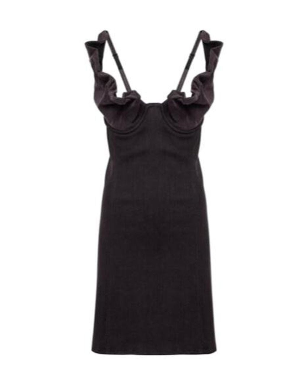 Y. Project Black Ruffled Denim Minidress
