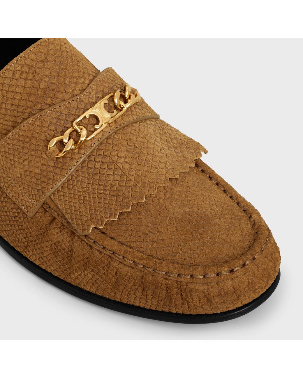 Céline Brown Luco Lizard Loafer Shoes for men