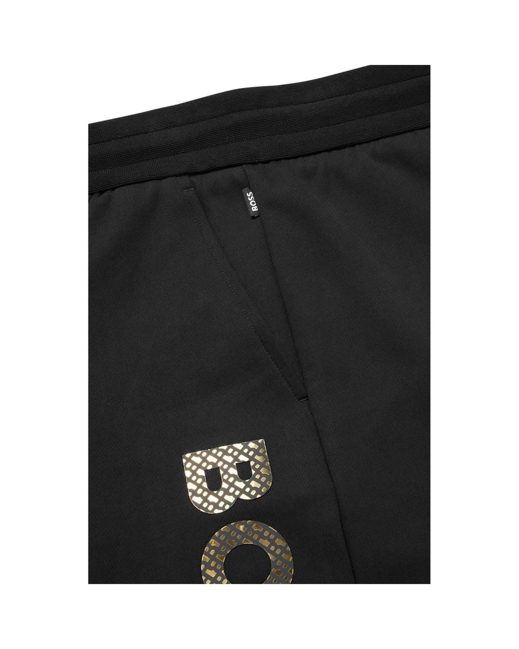Boss Black Elastic Drawstring Jogger Pants for men