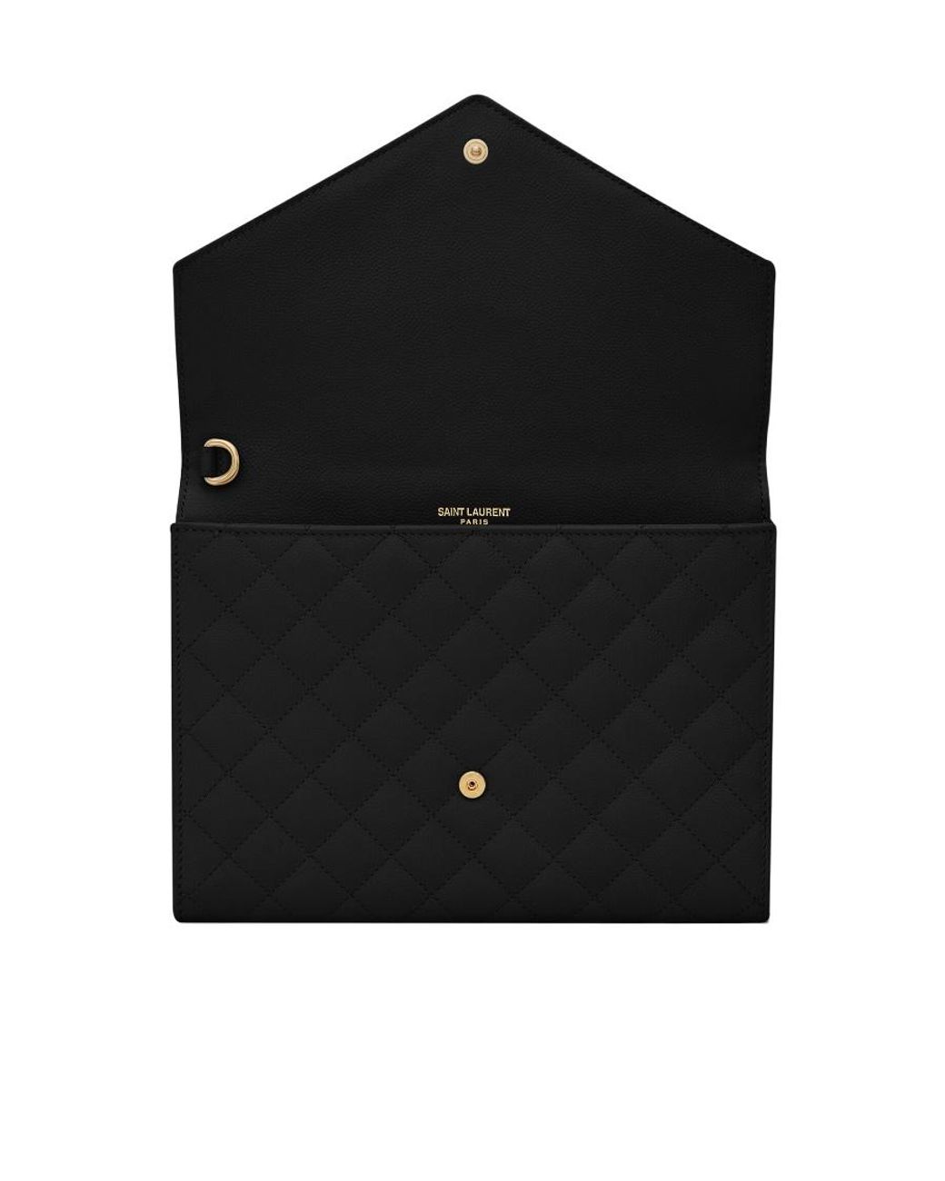 Saint Laurent Black Logo Plaque Envelope Clutch Bag