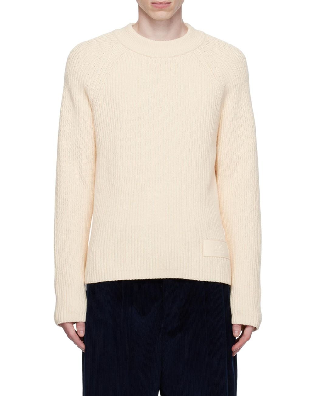 AMI Natural Ami Crewneck Knitted Jumper for men