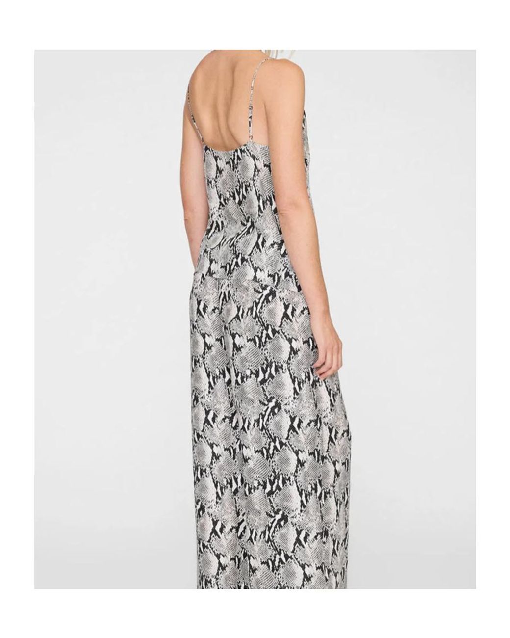 Anine Bing Gray Python V-Neck Top