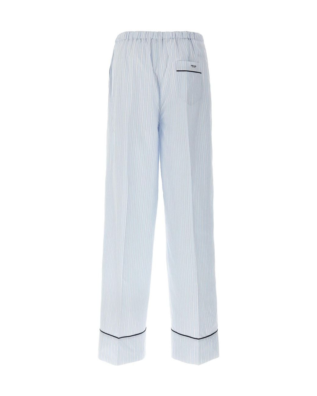 Prada Blue Striped Straight Leg Pants