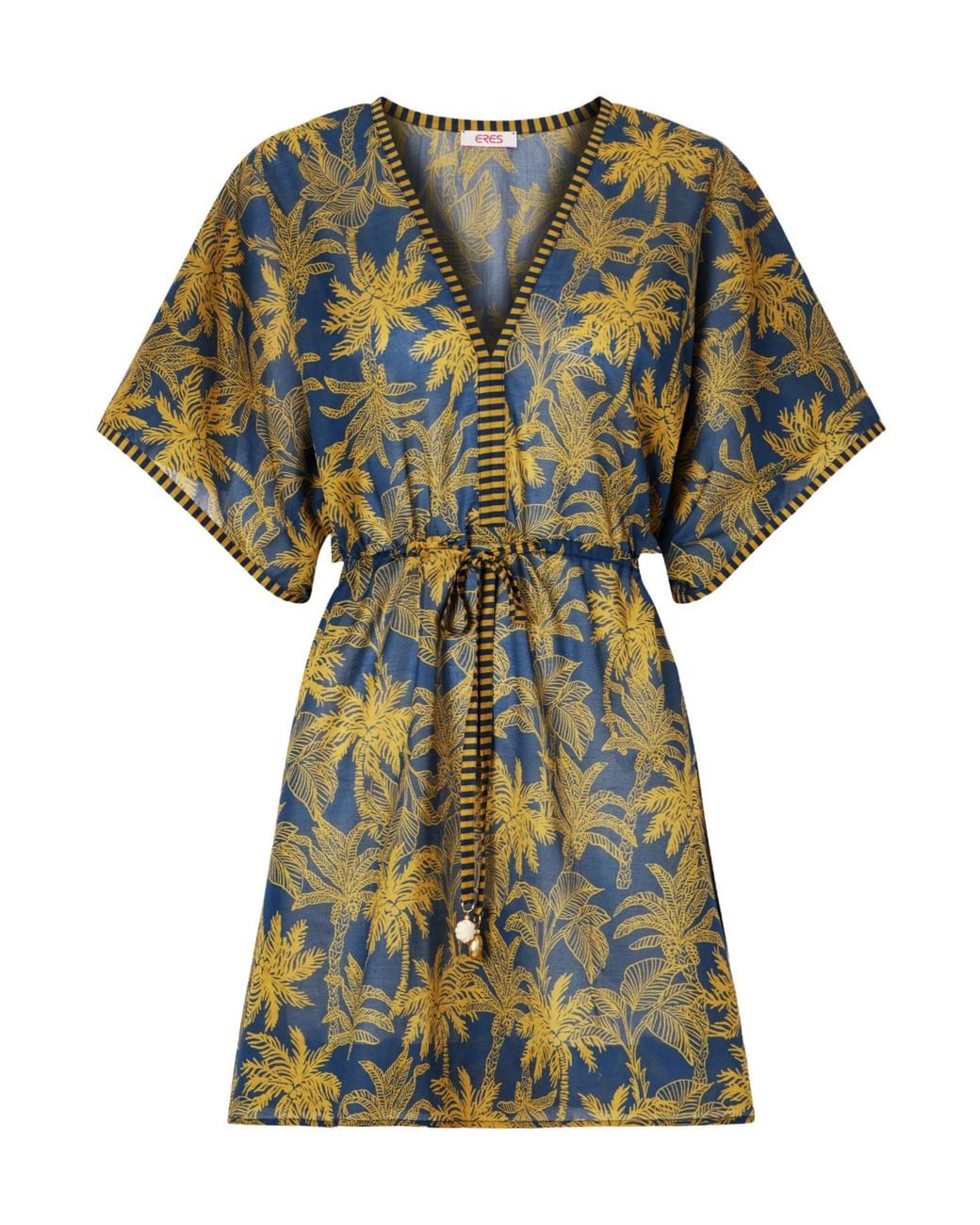 Eres Green Peninsule Embellished Printed Cotton-Voile Mini Dress