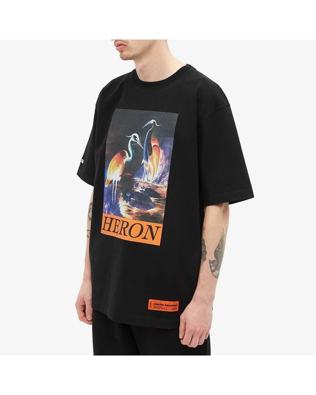 Heron Preston Black Graphic Print Cotton T-Shirt for men