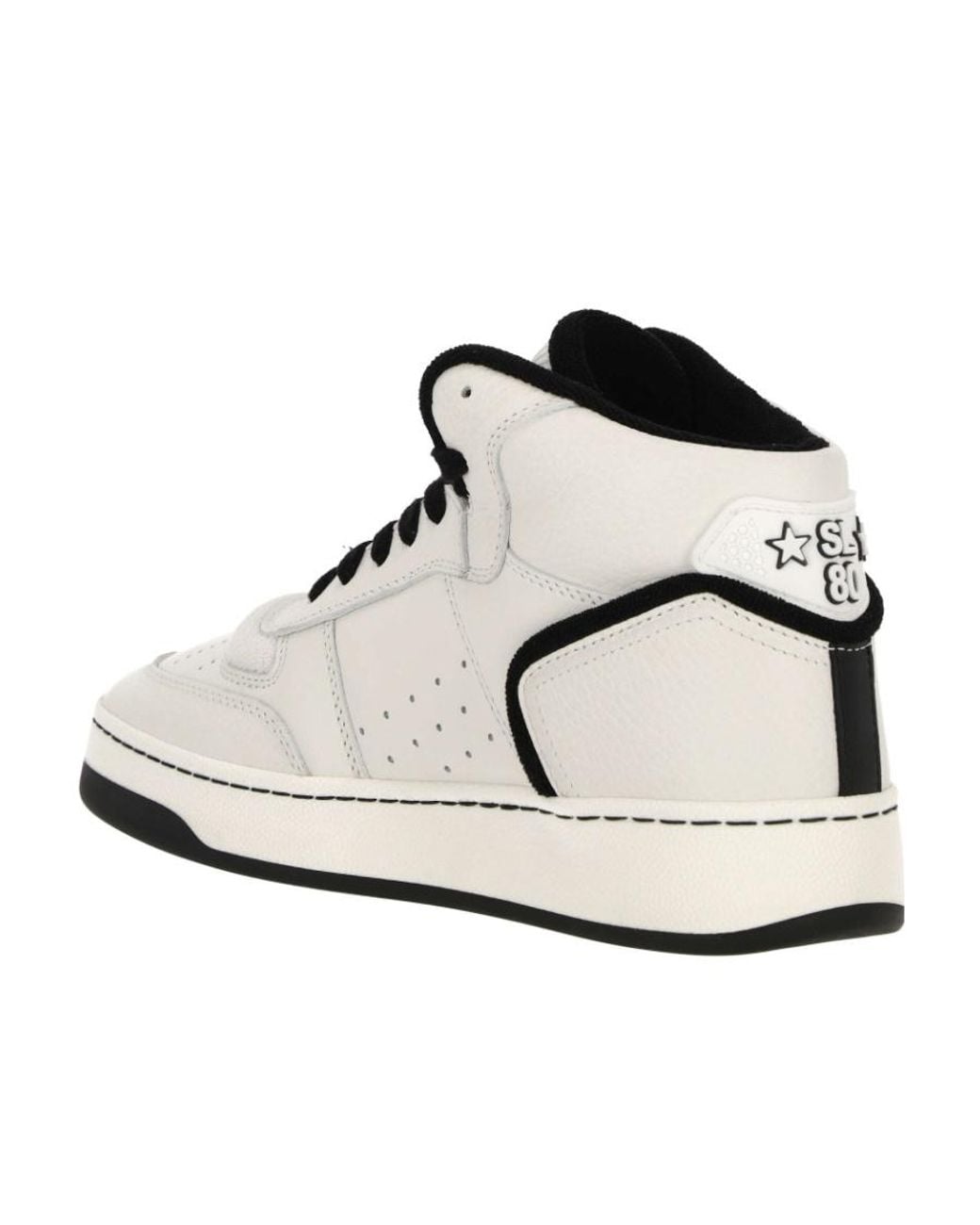 Saint Laurent White Sl/80 Mid-Top Sneakers