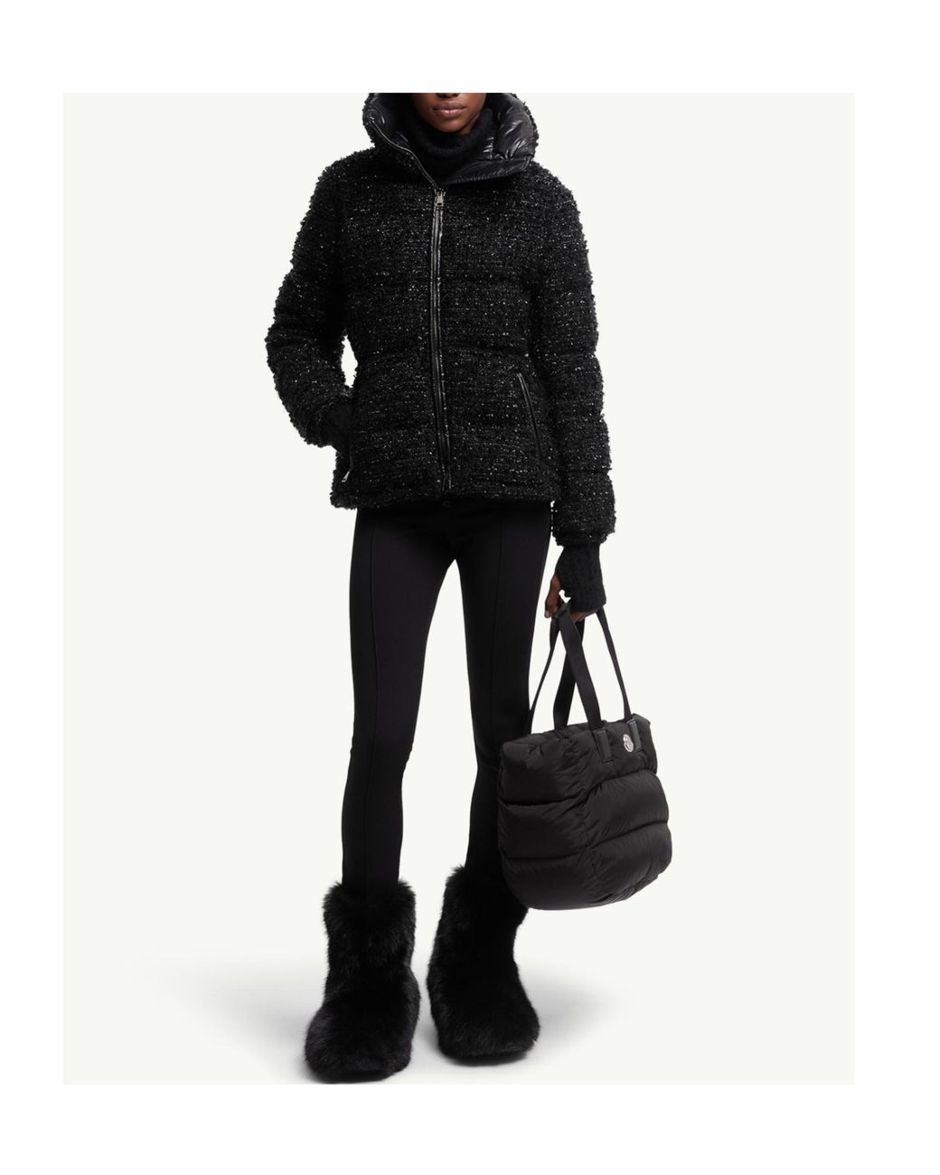 Moncler Black Urbel Tweed Short Down Jacket