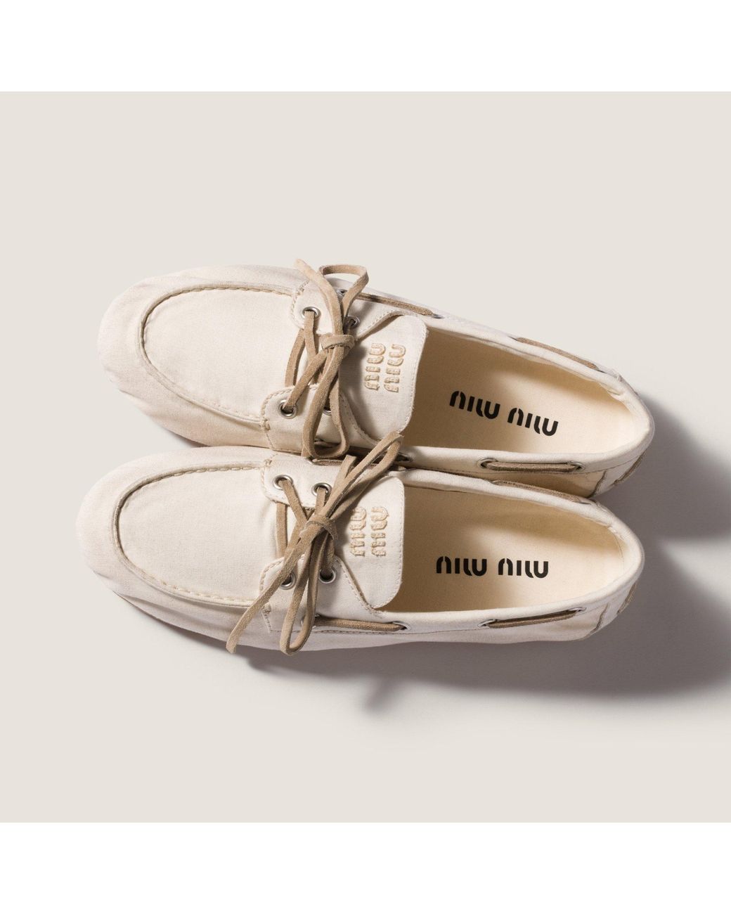Miu Miu White Round-Toe Loafers