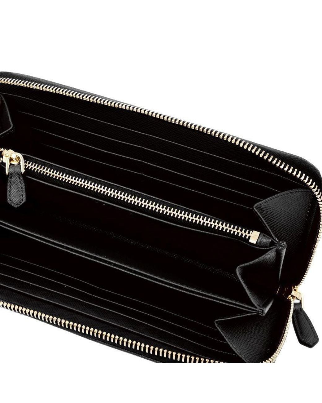 Prada White Logo Plaque Zipped Wallet