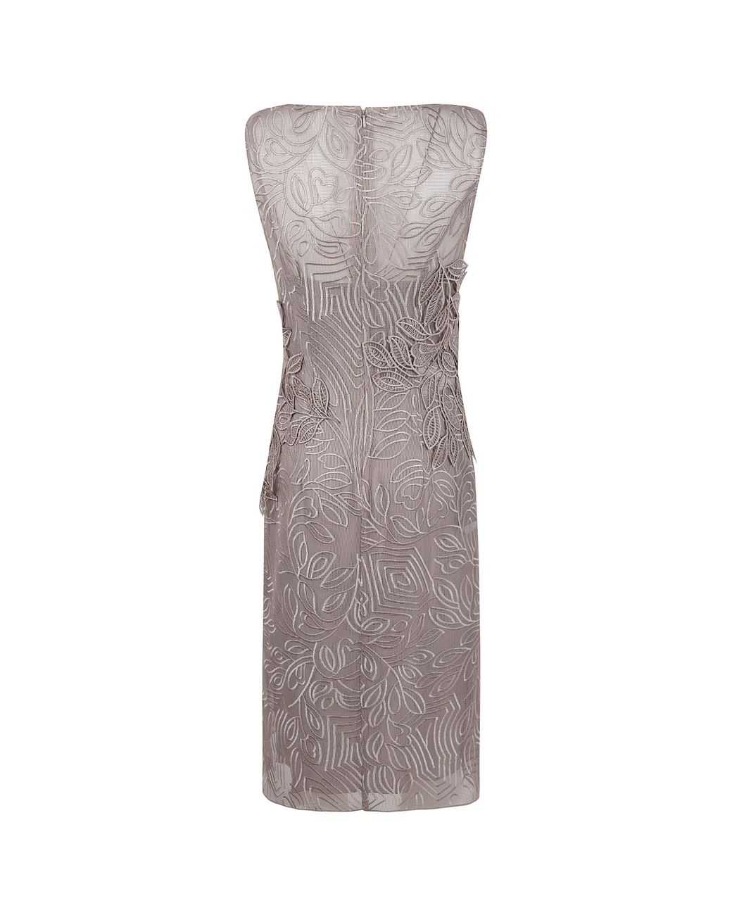 Alberta Ferretti Gray Foliage Macramé Lace Midi Dress