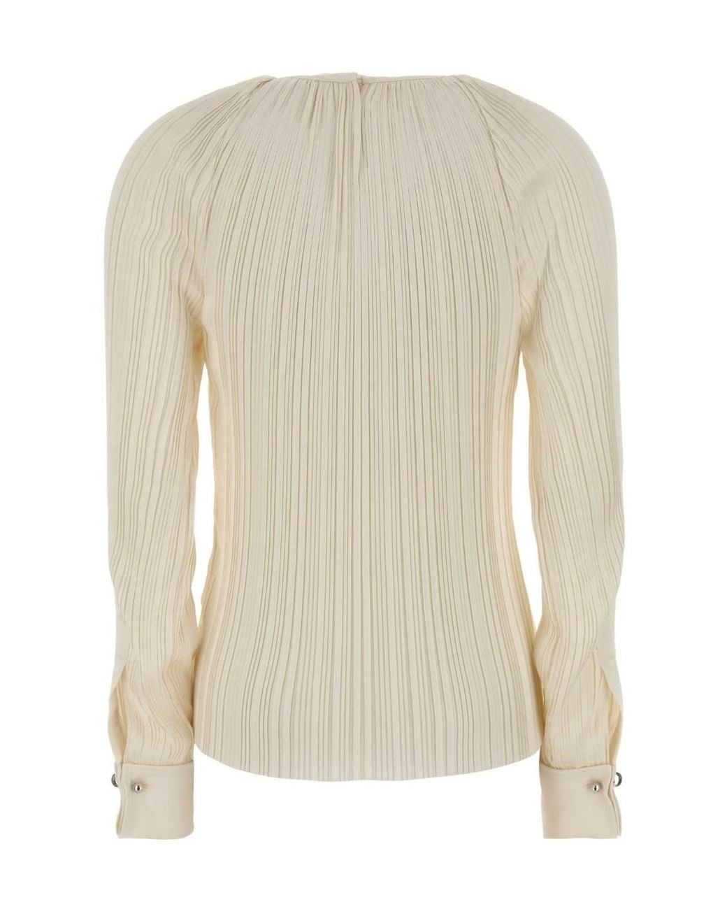 Lanvin Natural Pleated Charmeuse Top