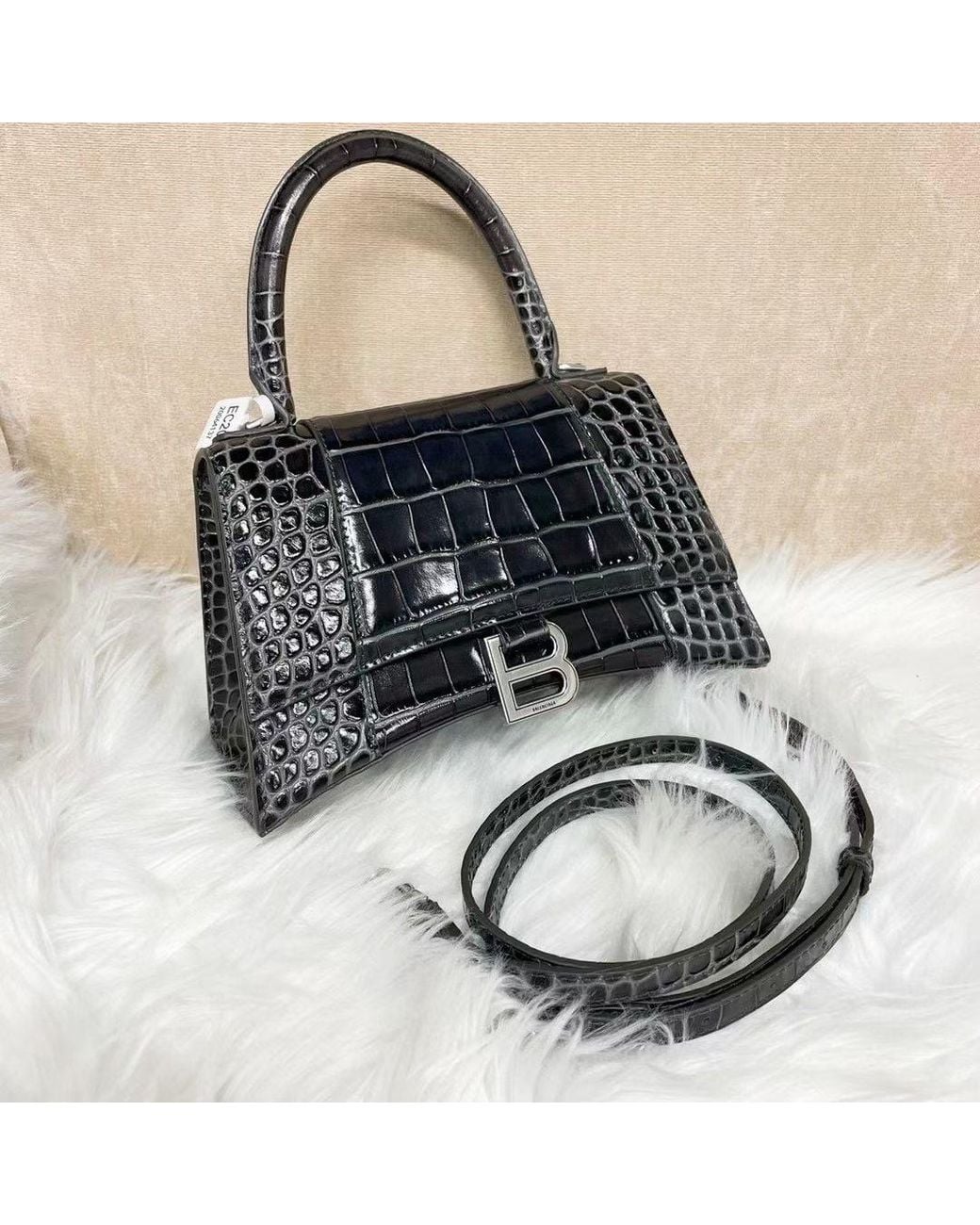 Balenciaga Black Medium Hourglass Top Handle Bag