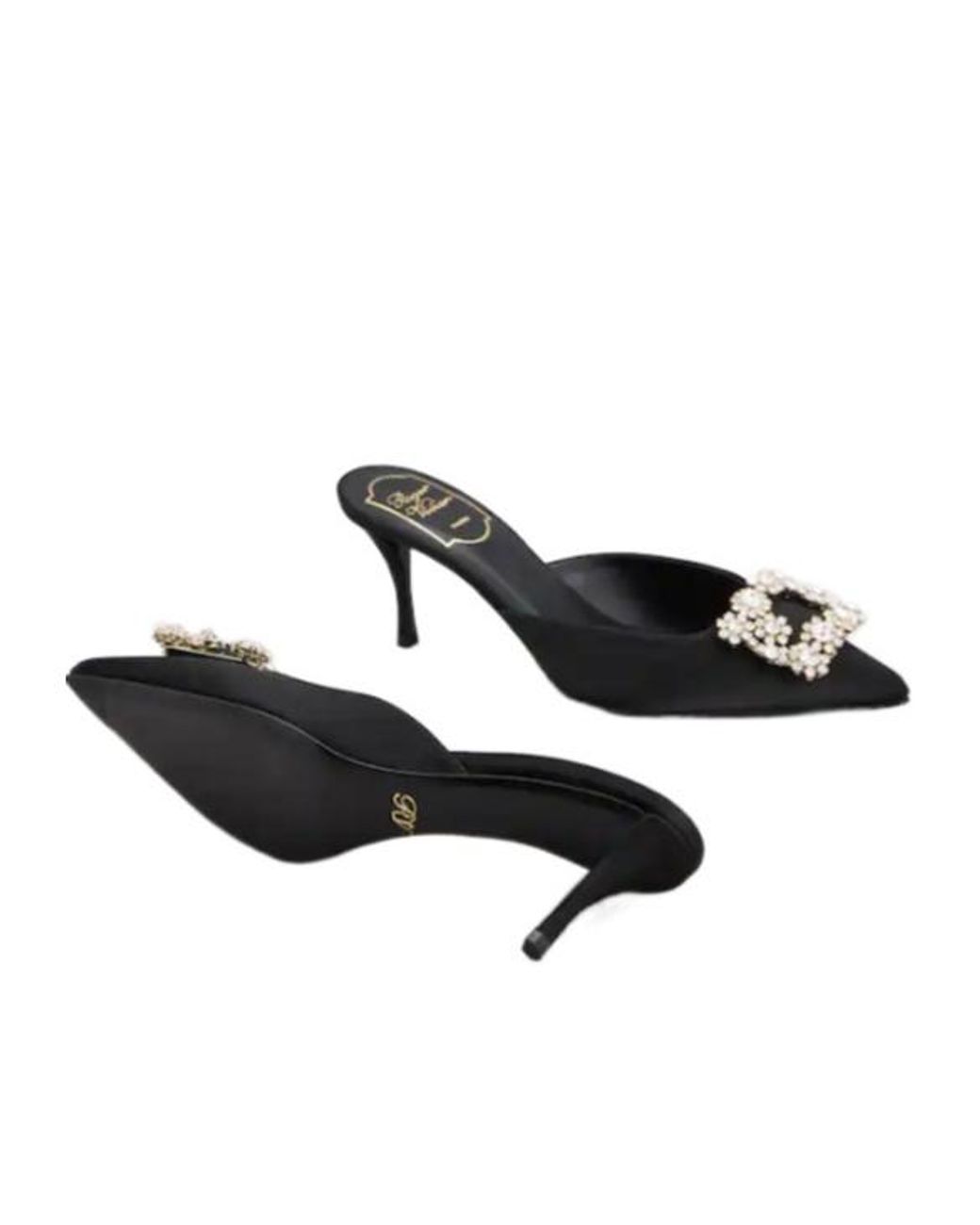 Roger Vivier Black Buckle Embellished Slip-On Mules