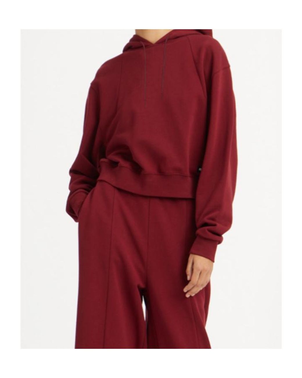 ROTATE BIRGER CHRISTENSEN Red Terry Back Cropped Hoodie