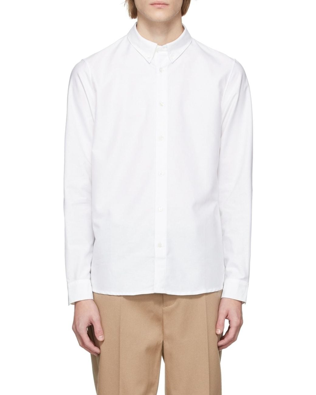 A.P.C. White Buttoned Long-Sleeved Shirt for men