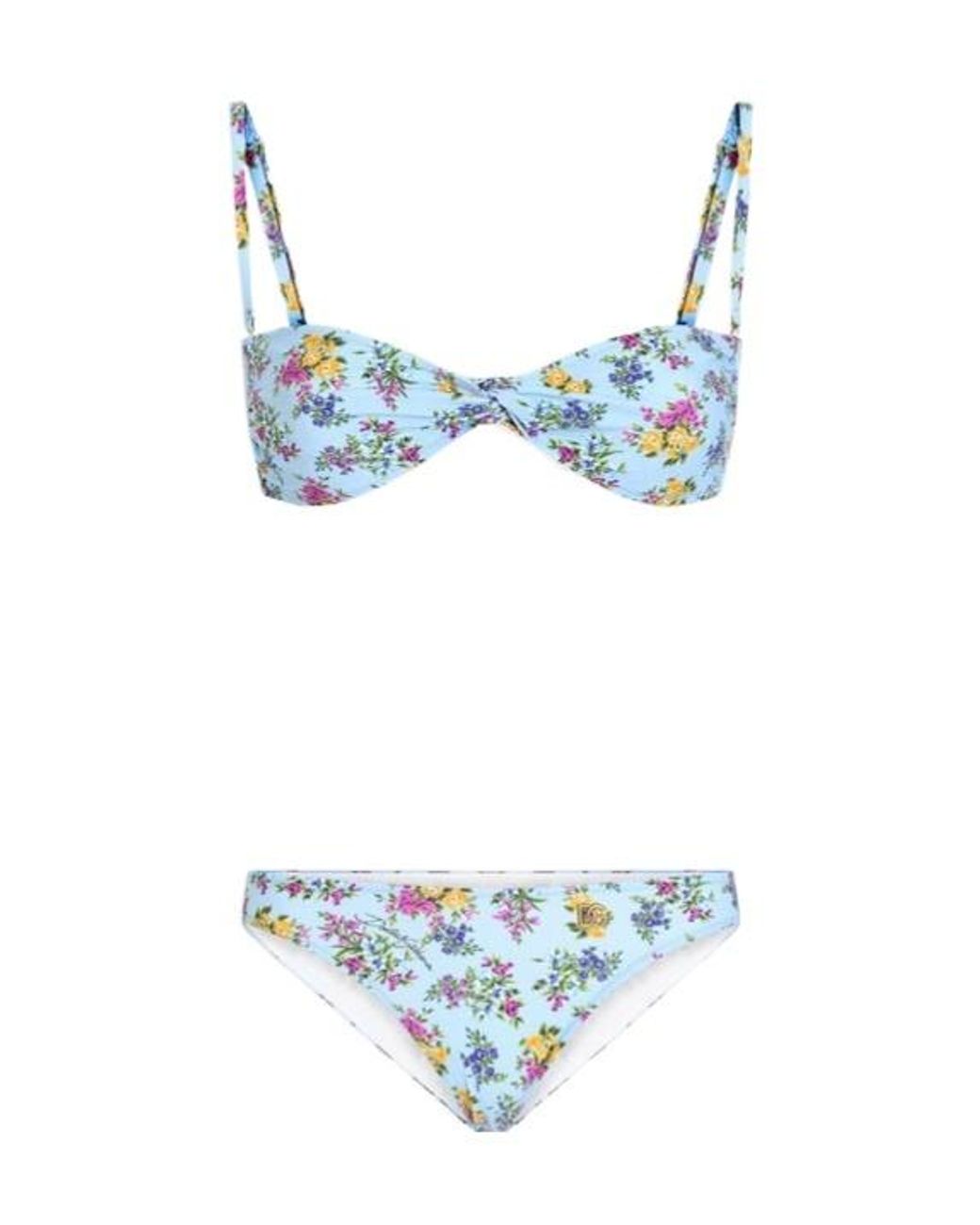 Dolce & Gabbana Blue Small Floral-Print Bikini