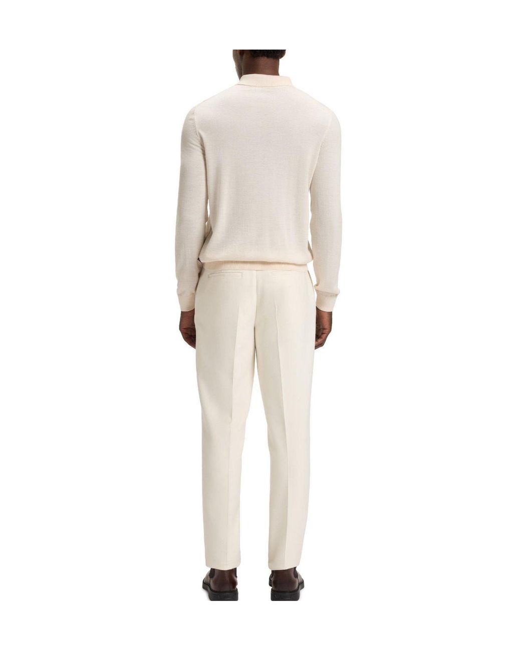 Boss White Long-Sleeve Polo for men