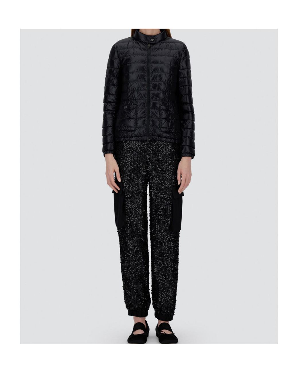 Herno Black Quilted Down Jacket With Raised Collar