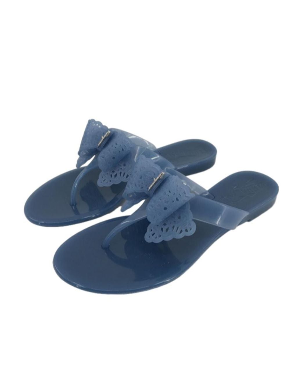 Ferragamo Blue Logo Flip-Flops