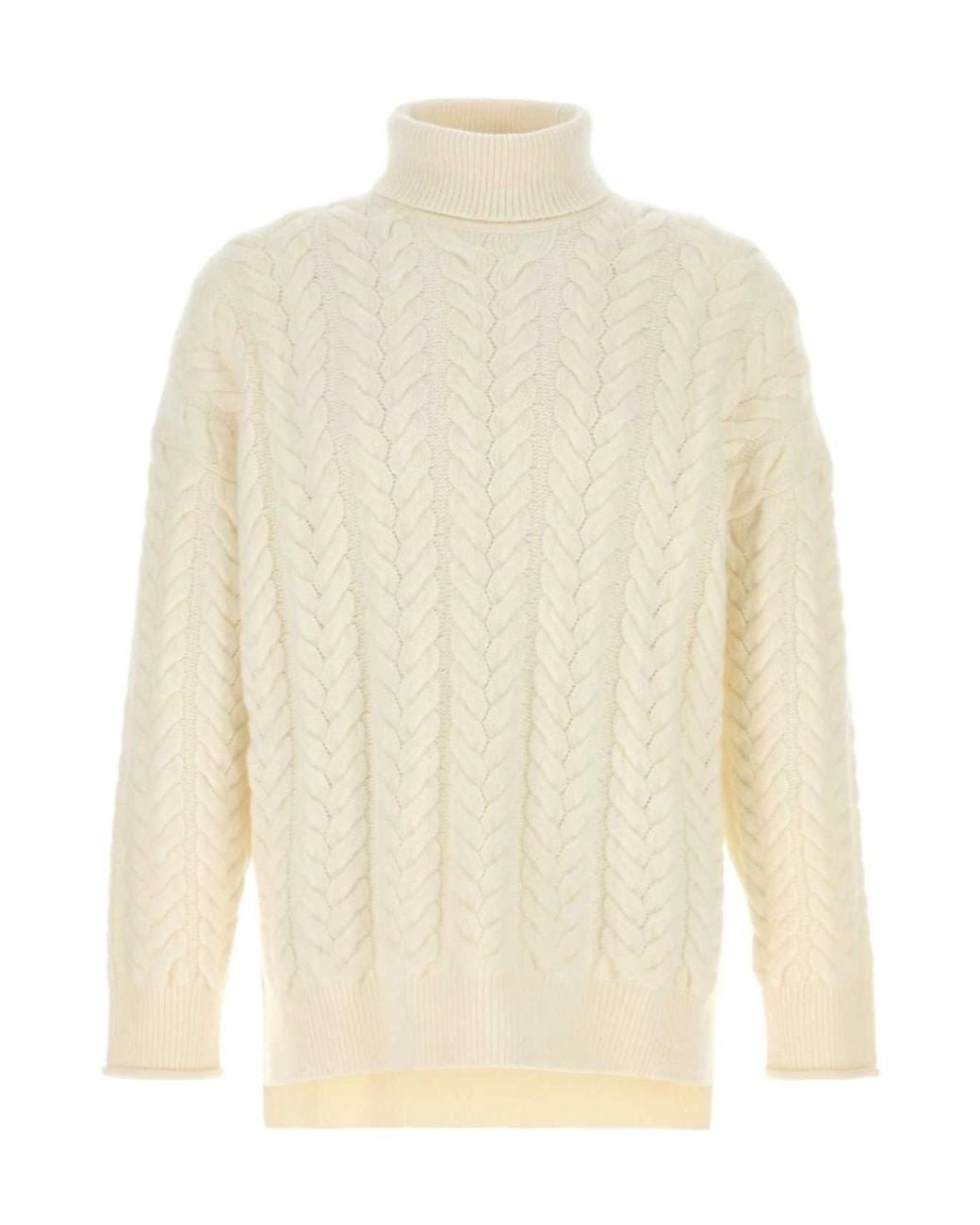 Giorgio Armani White Cable Knit Turtleneck Sweater for men