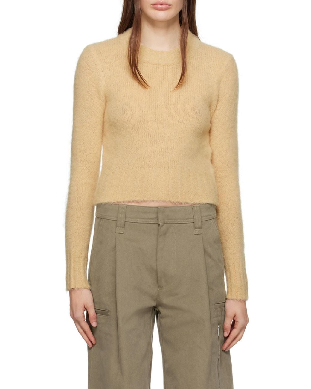 AMI Natural Ami Brushed Crewneck Knit Sweater