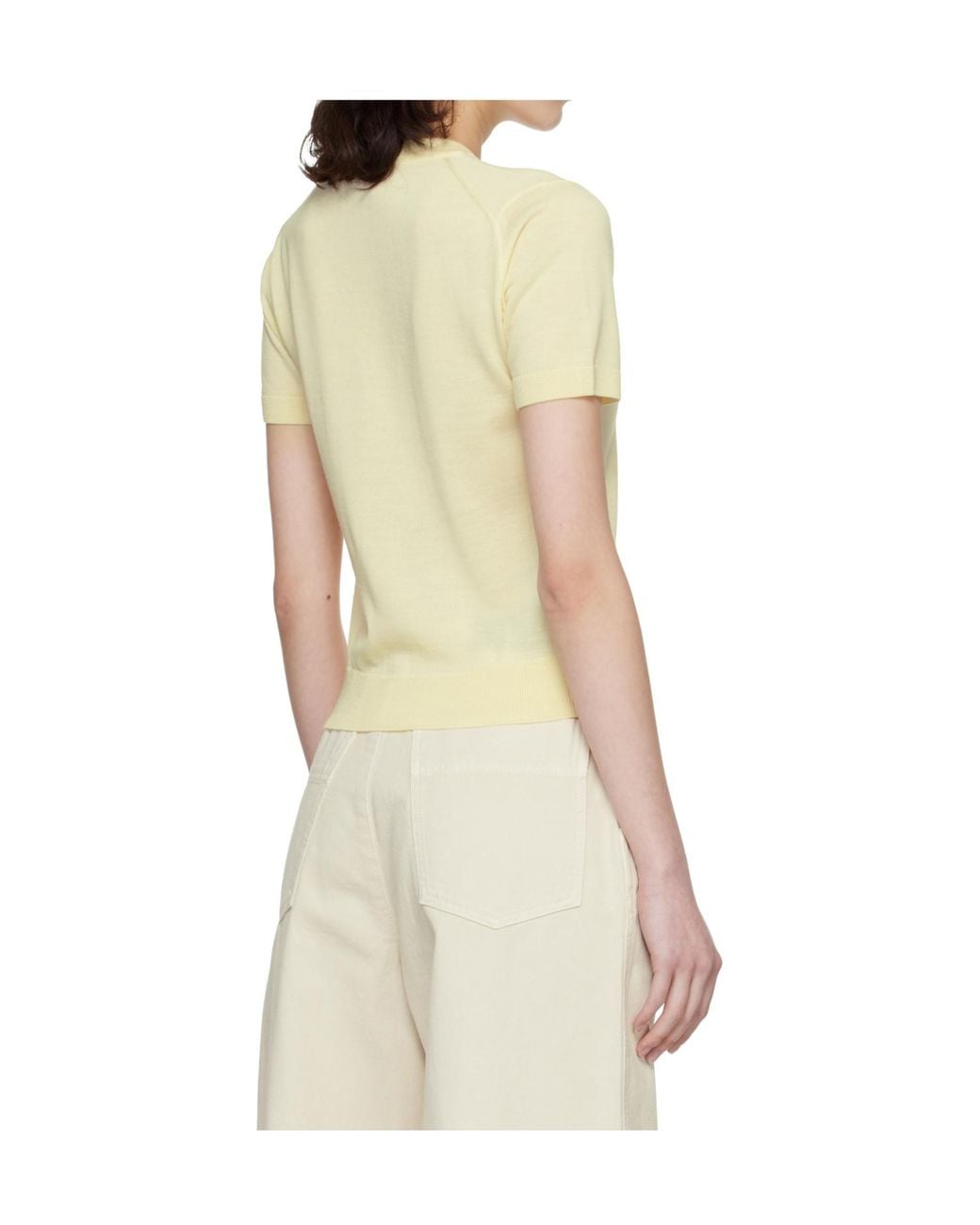 Maison Kitsuné Natural Short-Sleeved Wool Knit Sweater