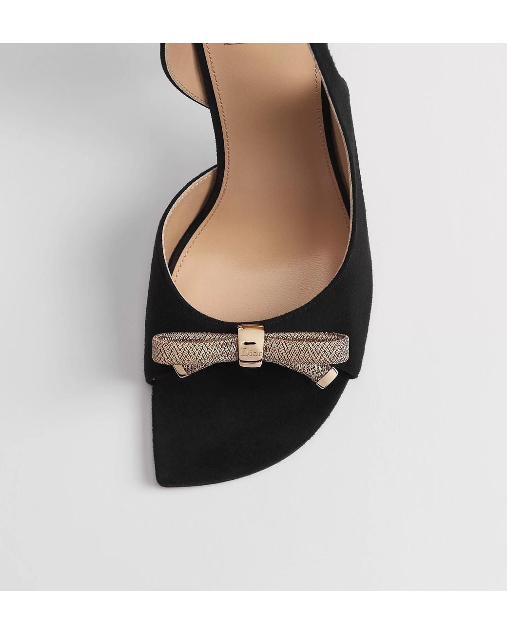 Dior Black Bow Heeled Slingback Sandal