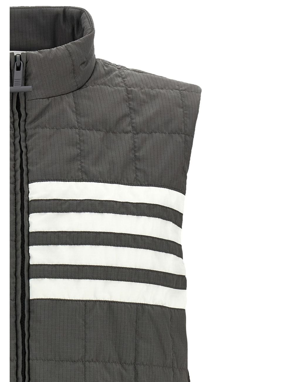 Thom Browne Gray 4-Bar Ripstop Quilted Vest for men