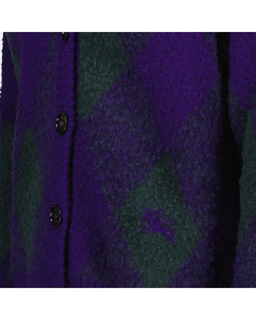 Burberry Blue Argyle-Intarsia-Knit V-Neck Cardigan