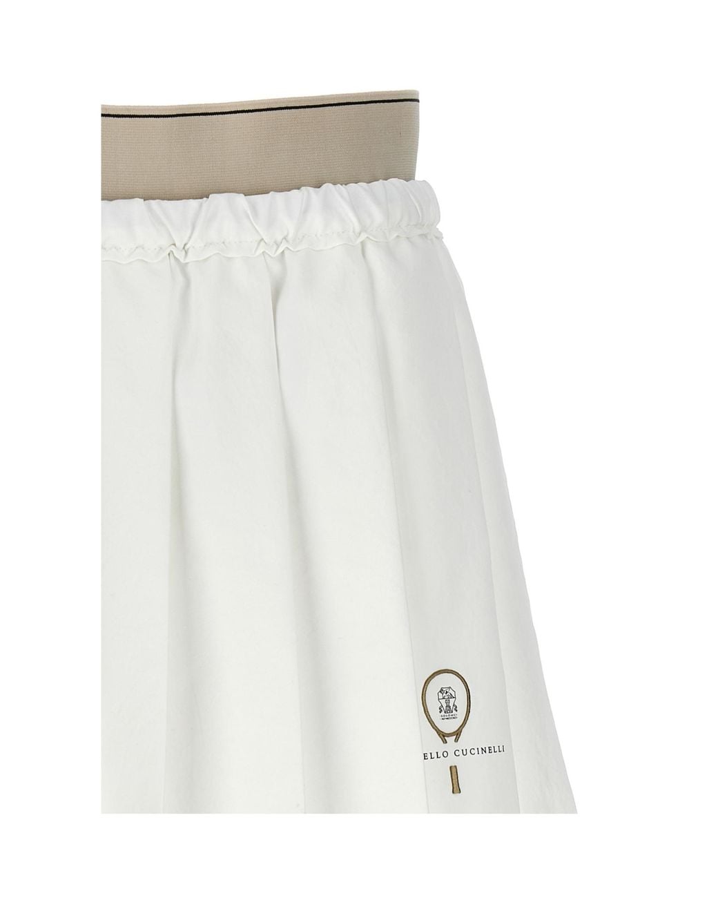 Brunello Cucinelli White Pleated Mini Skirt
