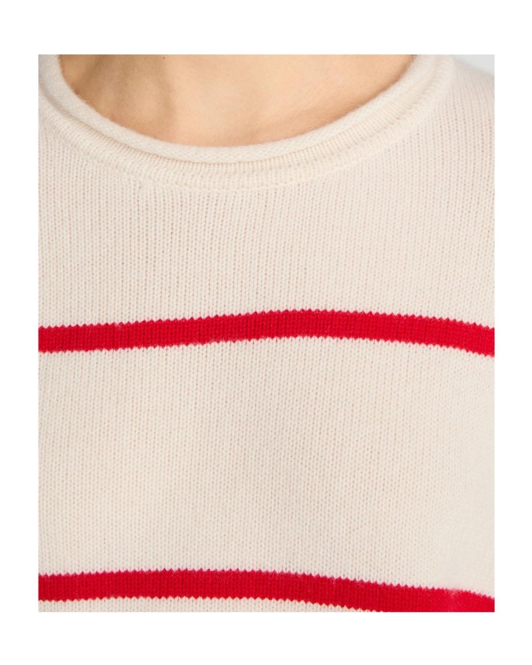 FRAME Pink Rolled Hem Striped Knitted Sweater