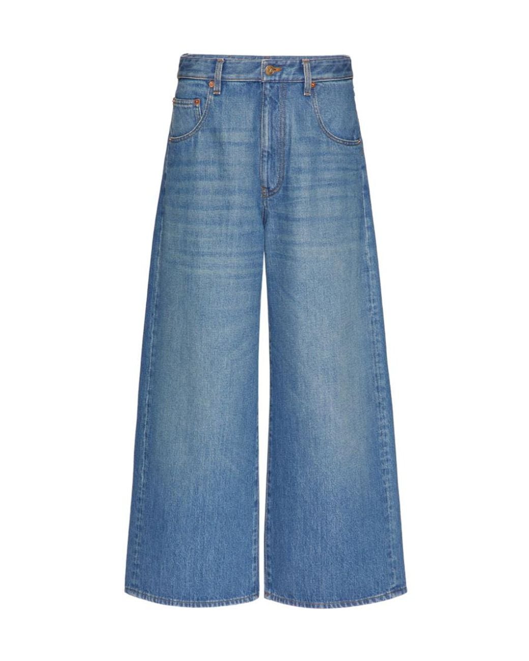 Valentino Blue Vlogo Chain Medium Denim Trousers