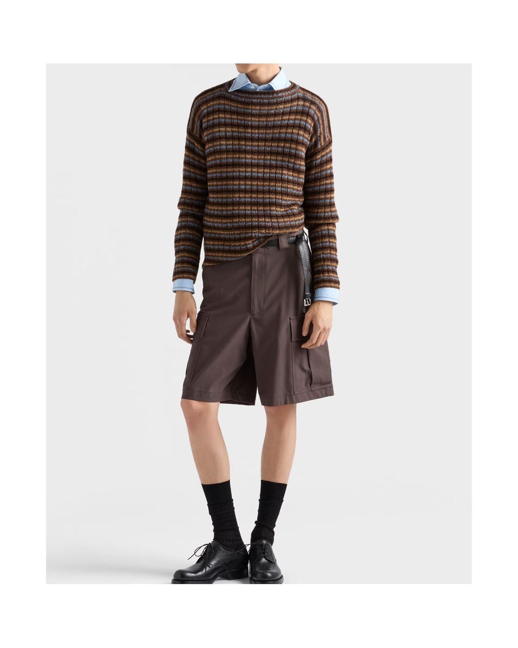 Prada Blue Contrast-Trim Classic Shirt for men