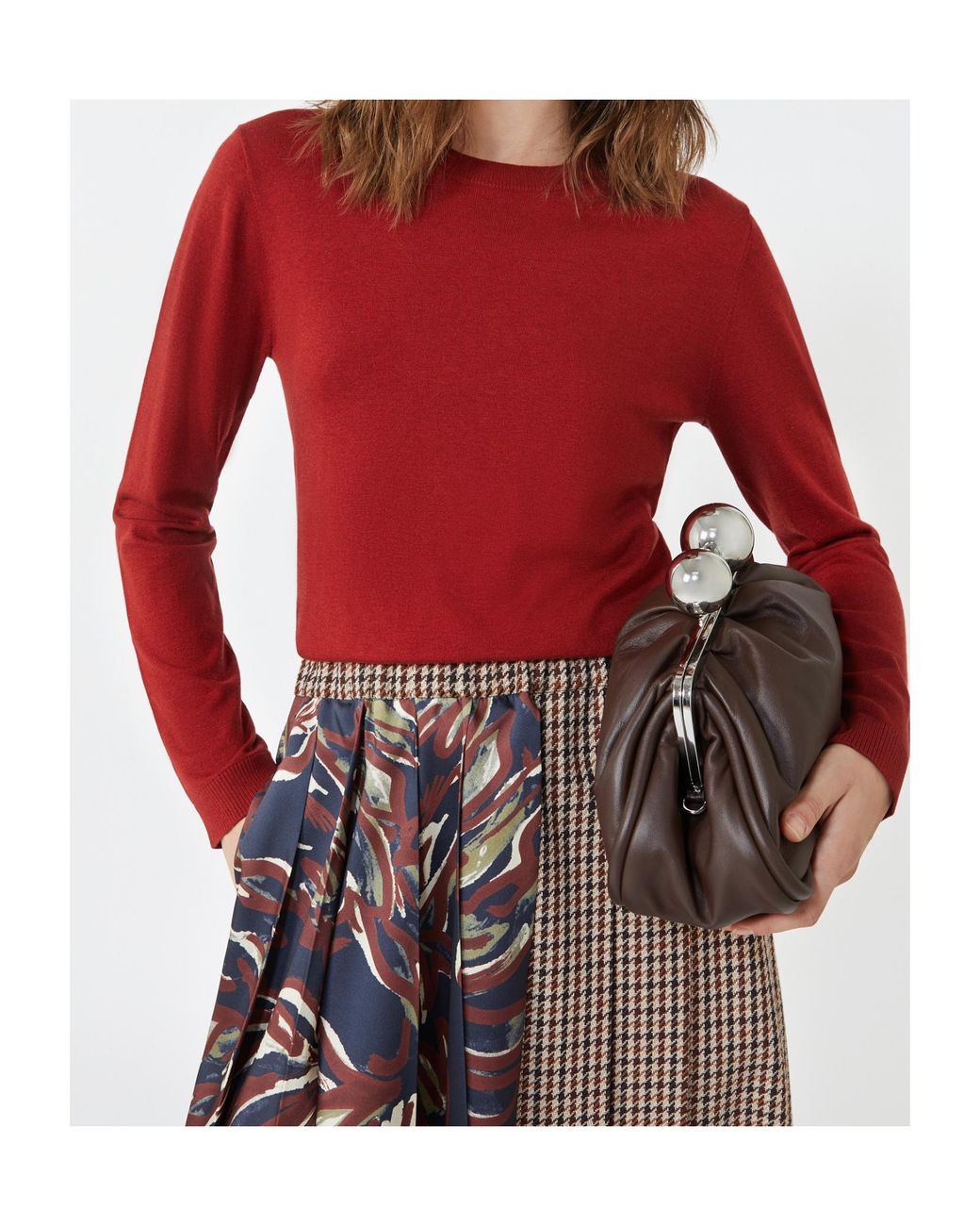Weekend by Maxmara Red Silk And Wool Yarn Pullover