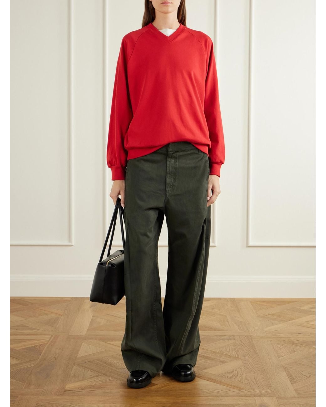 Tibi Red Perfect T Vintage Jersey Sweatshirt