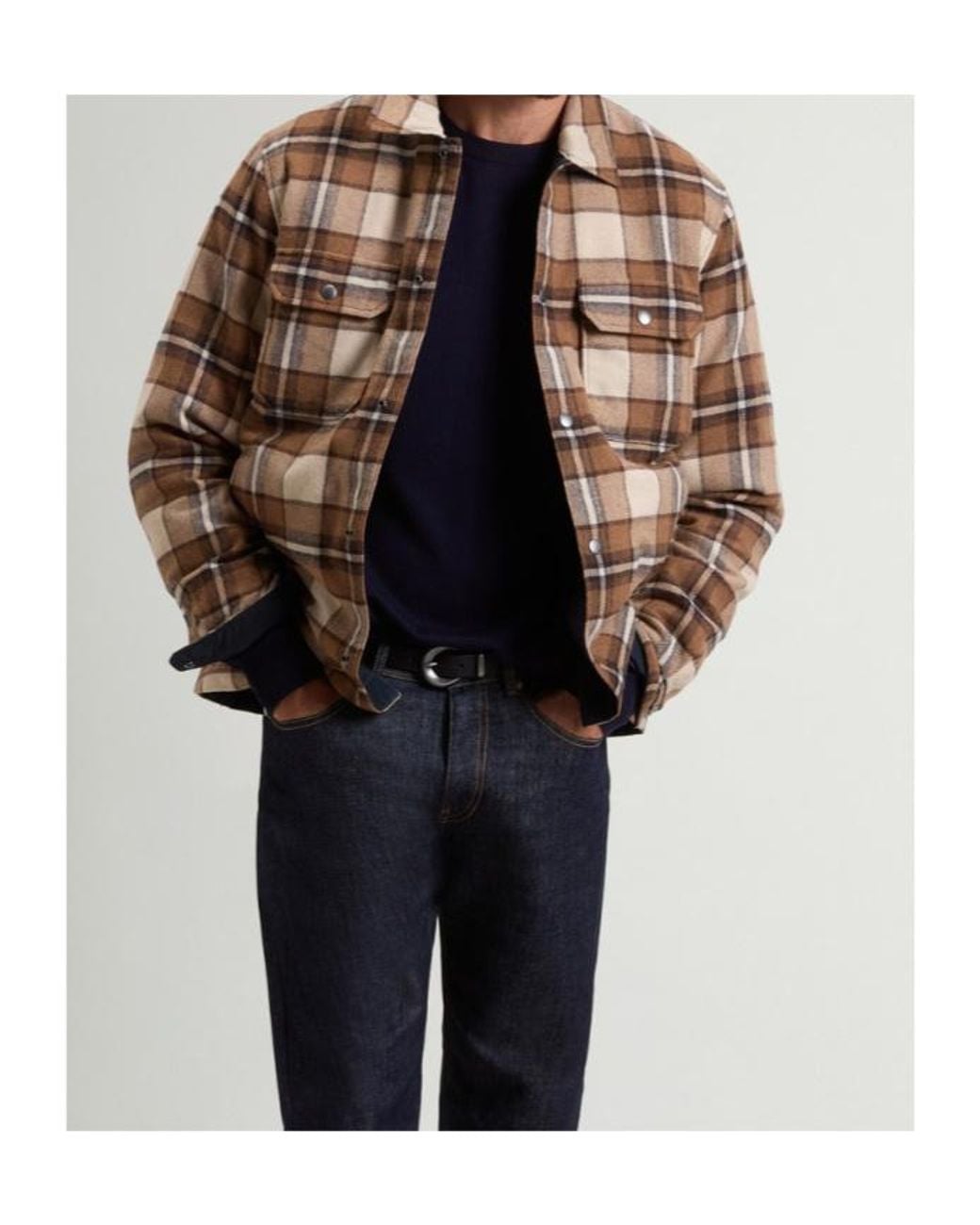 Woolrich Brown Checked Overshirt Jacket for men