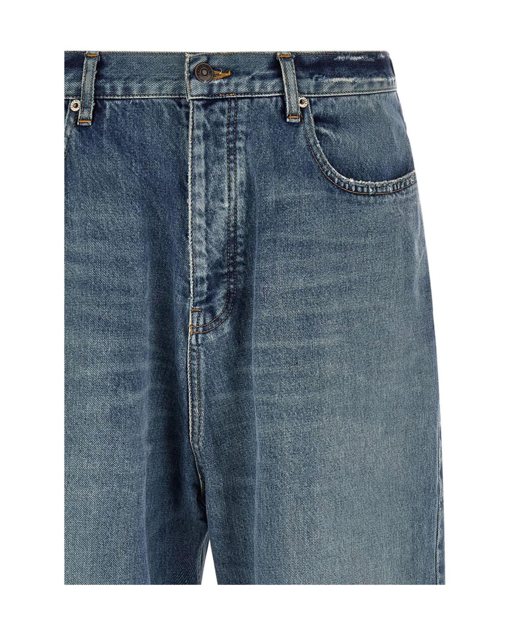 Balenciaga Blue Baggy Distressed Jeans for men