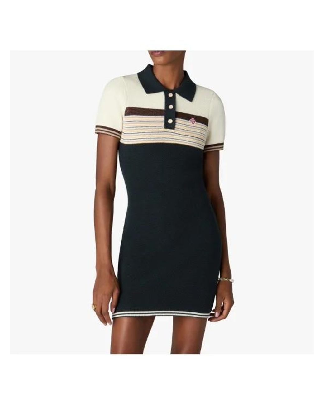 Casablanca Multicolor Café Stripe Polo Dress