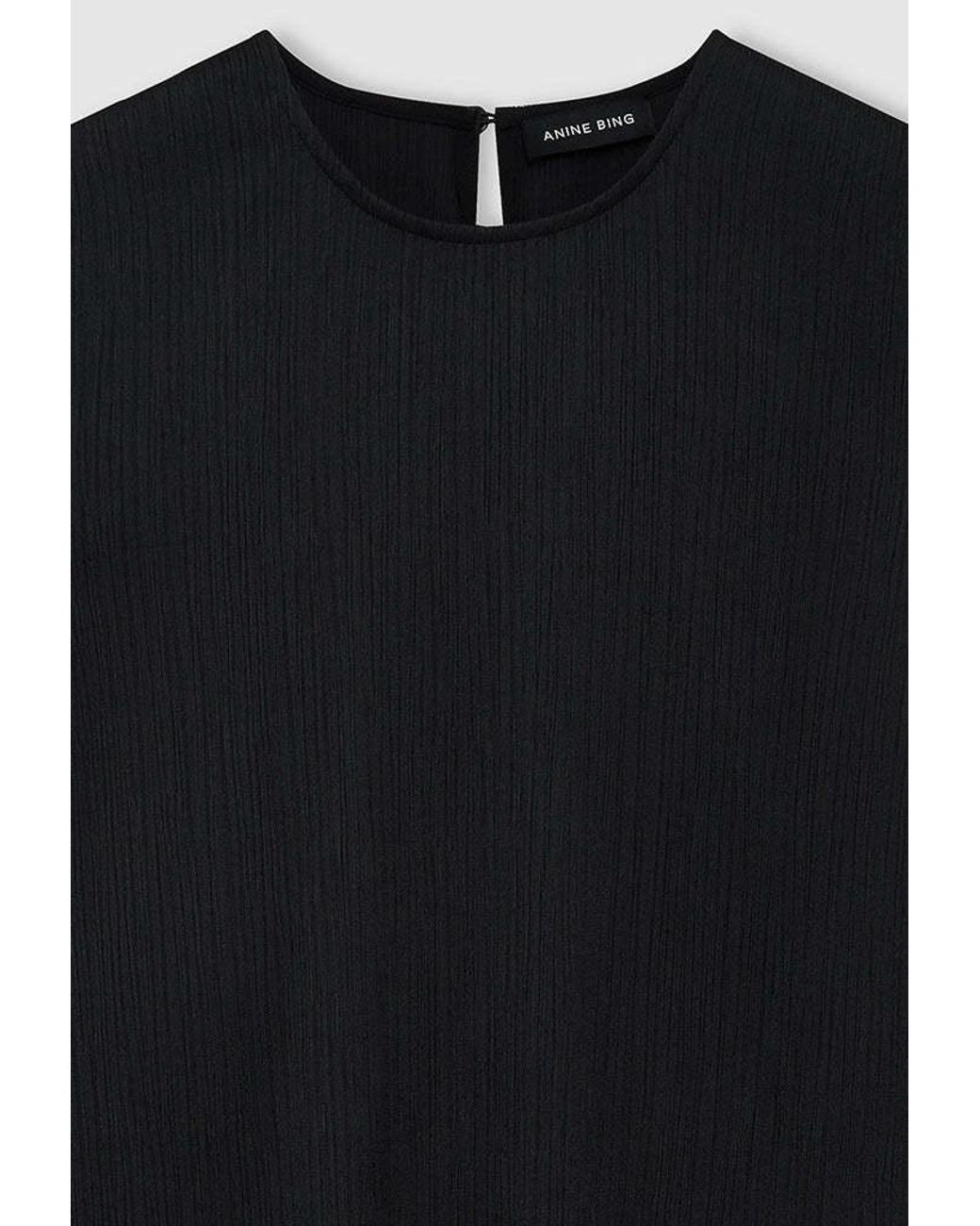 Anine Bing Black Malia Crinkled Sleeveless Top